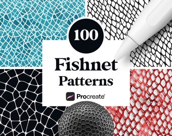 100 Fischnetz-Texturen für Procreate, Lace Brushes, Digital Download