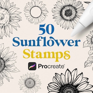 Procreate Sunflower Stamps | Ukraine Sunflower  | Procreate Stamps | Procreate Flower Brushes  |  Commercial Use Included