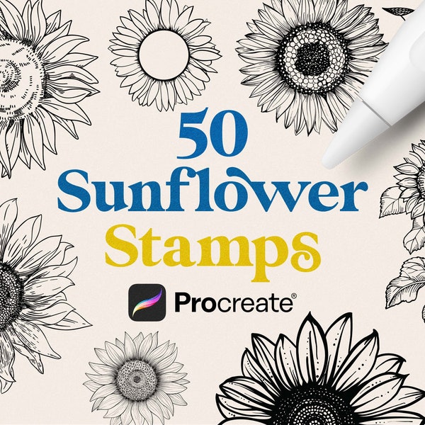 Procreate Sunflower Stamps | Ukraine Sunflower  | Procreate Stamps | Procreate Flower Brushes  |  Commercial Use Included