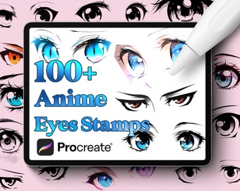 100 Anime Eyes Briefmarken, Sofortiger digitaler Download