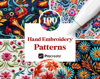 100 Hand Embroidery Textures, Digital Download