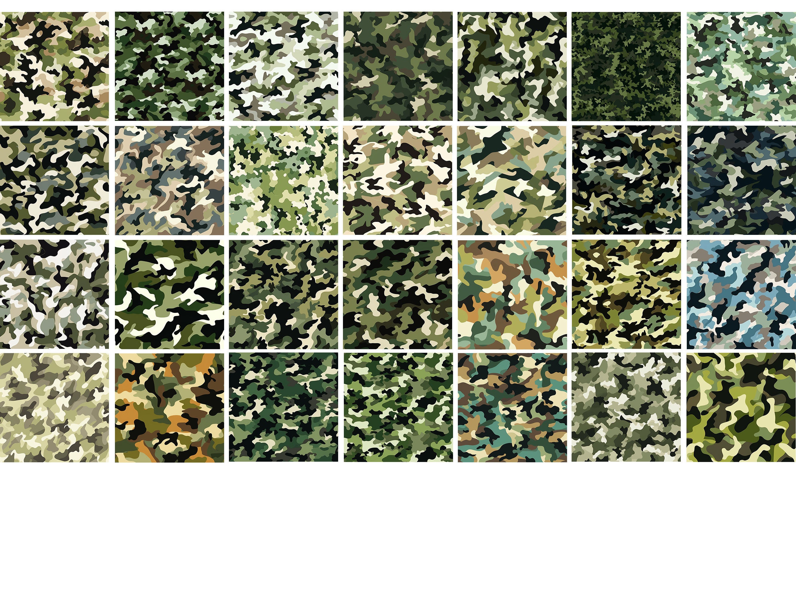 100 Camouflage Textures, Army Woodland Seamless Brushes for Procreate ...