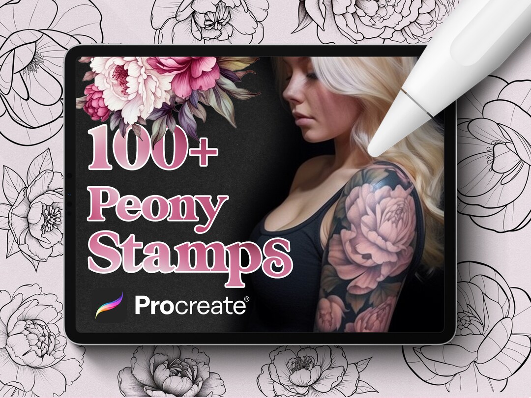 100+ Peony Procreate Stamps, Peonies Brushes for Procreate, Instant ...