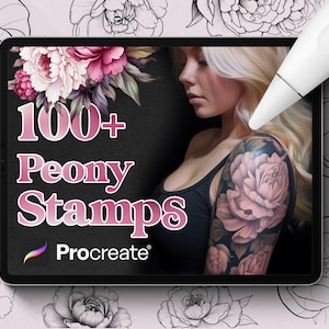 100+ Peony Procreate Stamps, Peonies Brushes for Procreate, Instant Digital Download