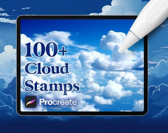100+ Realistische Wolken Stempel für Procreate, Sofortiger digitaler Download