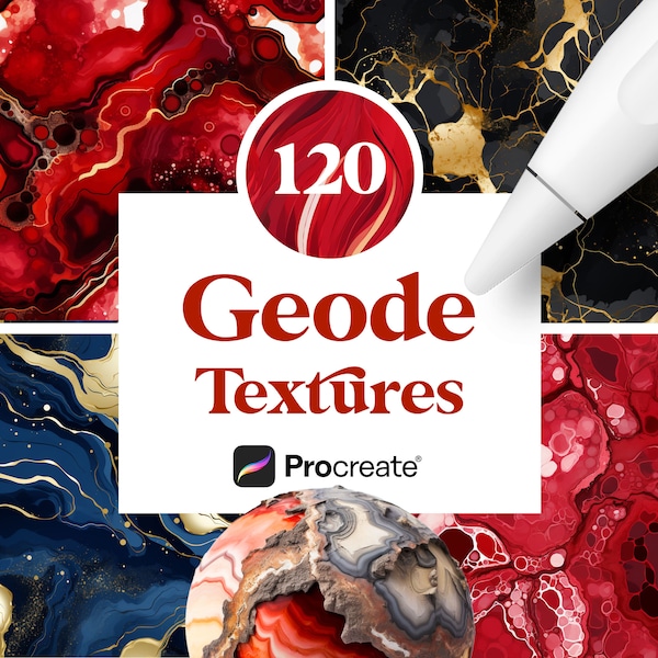 120 Procreate Geode Textures, Digital Download