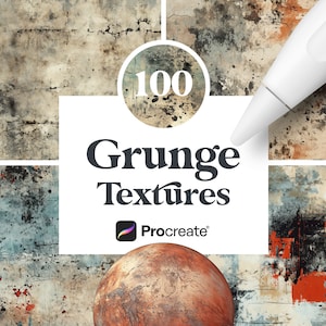 100 Procreate Grunge Textures, Grunge Brushes for Procreate, Digital Download