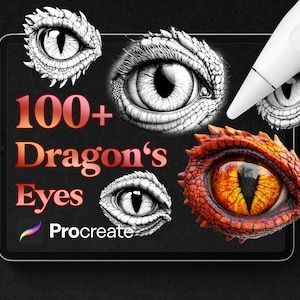 100+ Dragon&#39;s Eyes Stamps for Procreate, Dragon Tattoo Flash, Digital Download
