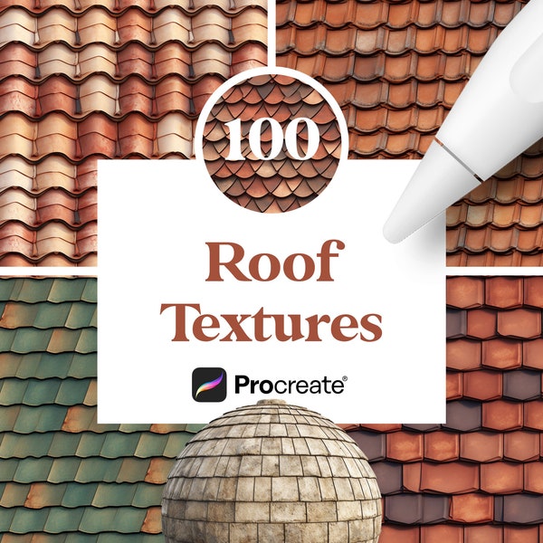 100 Roof Textures for Procreate, Digital Download