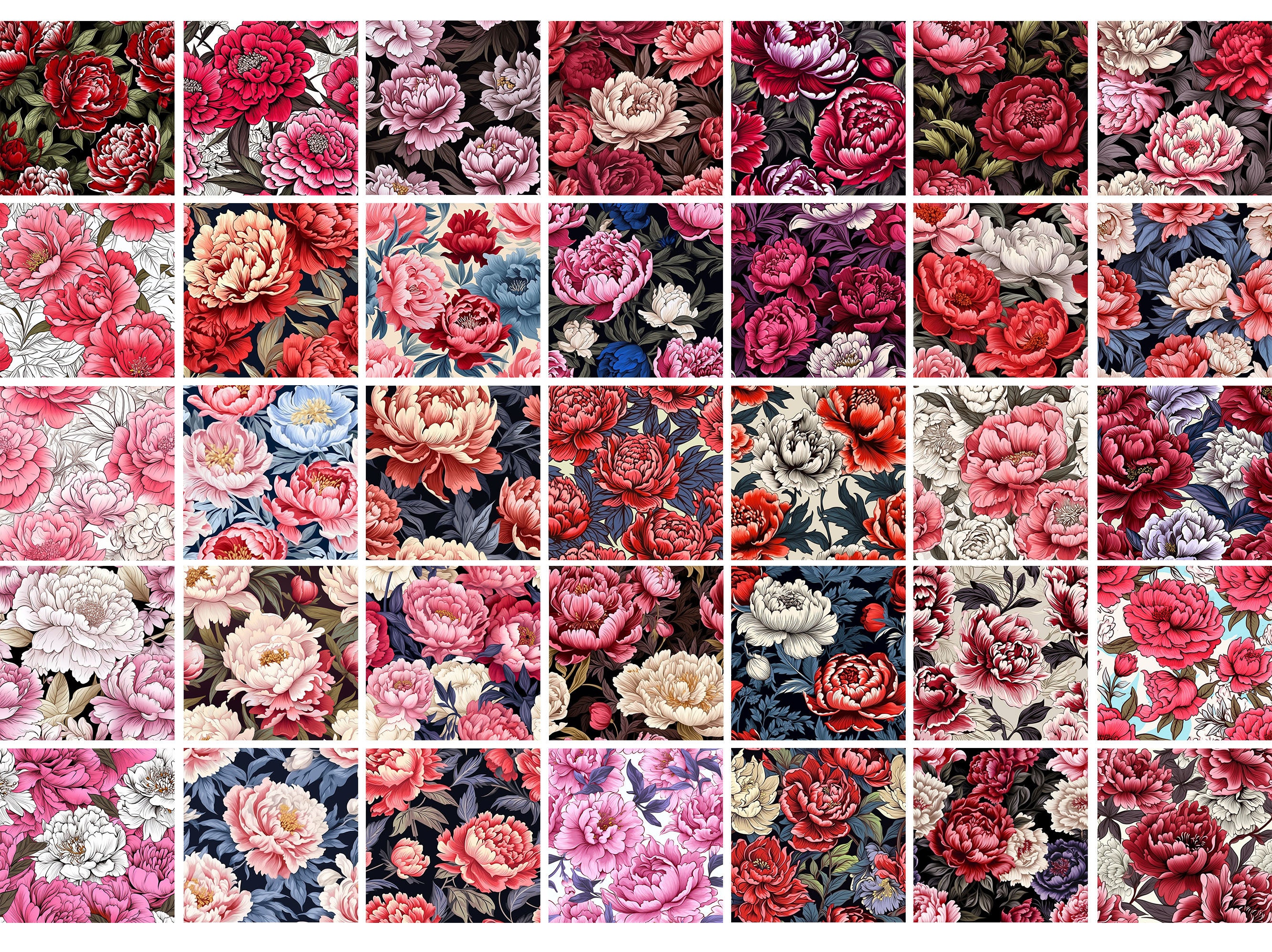 100 Peony Patterns for Procreate, Peony Tattoo Designs, Digital ...