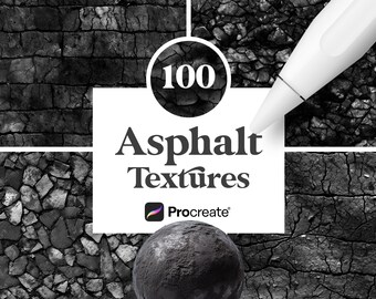 100 Asphalt Procreate Textures, Driveway Seamless Brush, Digital Download