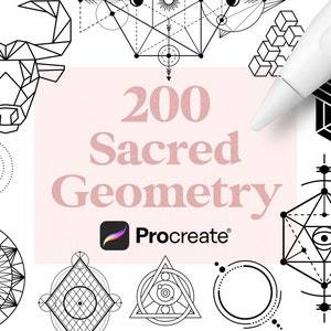 200 Procreate Sacred Geometry Stamps | Minimalistic Tattoo Stamps  | Abstract Procreate Stamps | Commercial license included