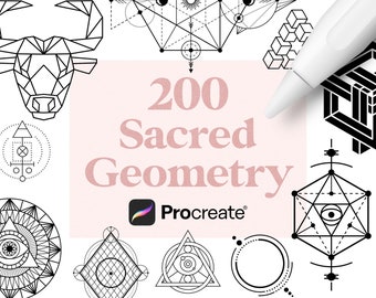 200 Procreate Sacred Geometry Stamps | Minimalistic Tattoo Stamps  | Abstract Procreate Stamps | Commercial license included