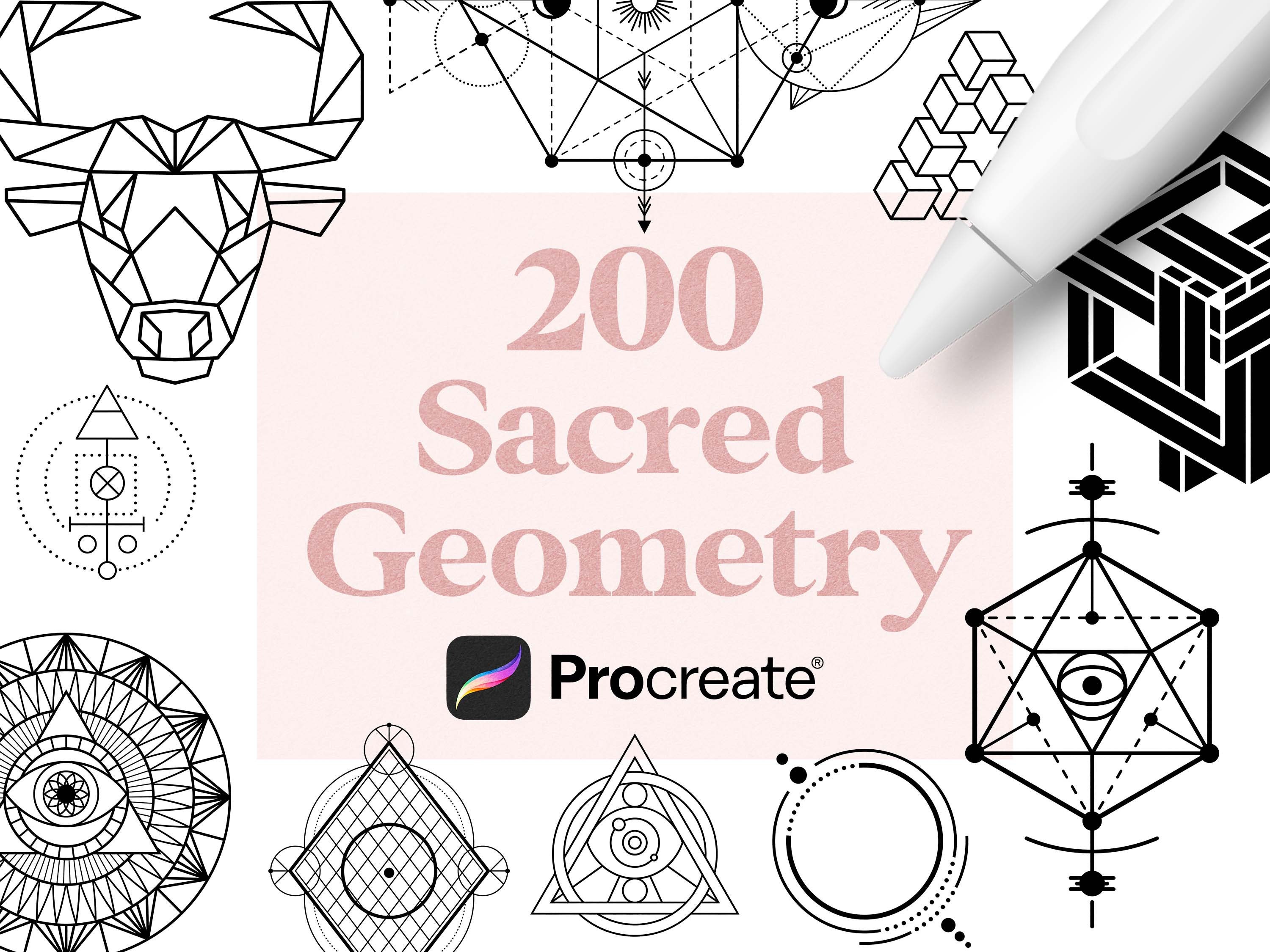 200 Procreate Heilige Geometrie Briefmarken | Minimalistische Tattoo Stempel | Abstrakt Procreate Stempel | Kommerzielle Lizenz inbegriffen