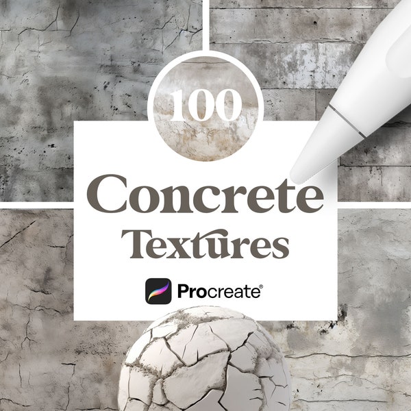 100 Procreate Concrete Textures, Cracked Concrete Brushes for Procreate, Digital Download