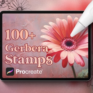 100+ Gerbera Procreate Stamps, Gerbera Brushes - Instant digital download