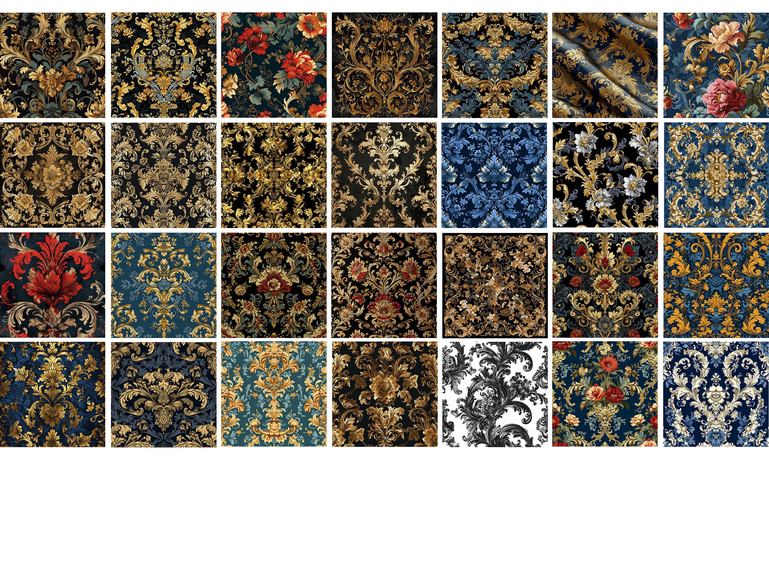 100 Baroque Procreate Textures, Baroque Tattoo Seamless Brushes ...