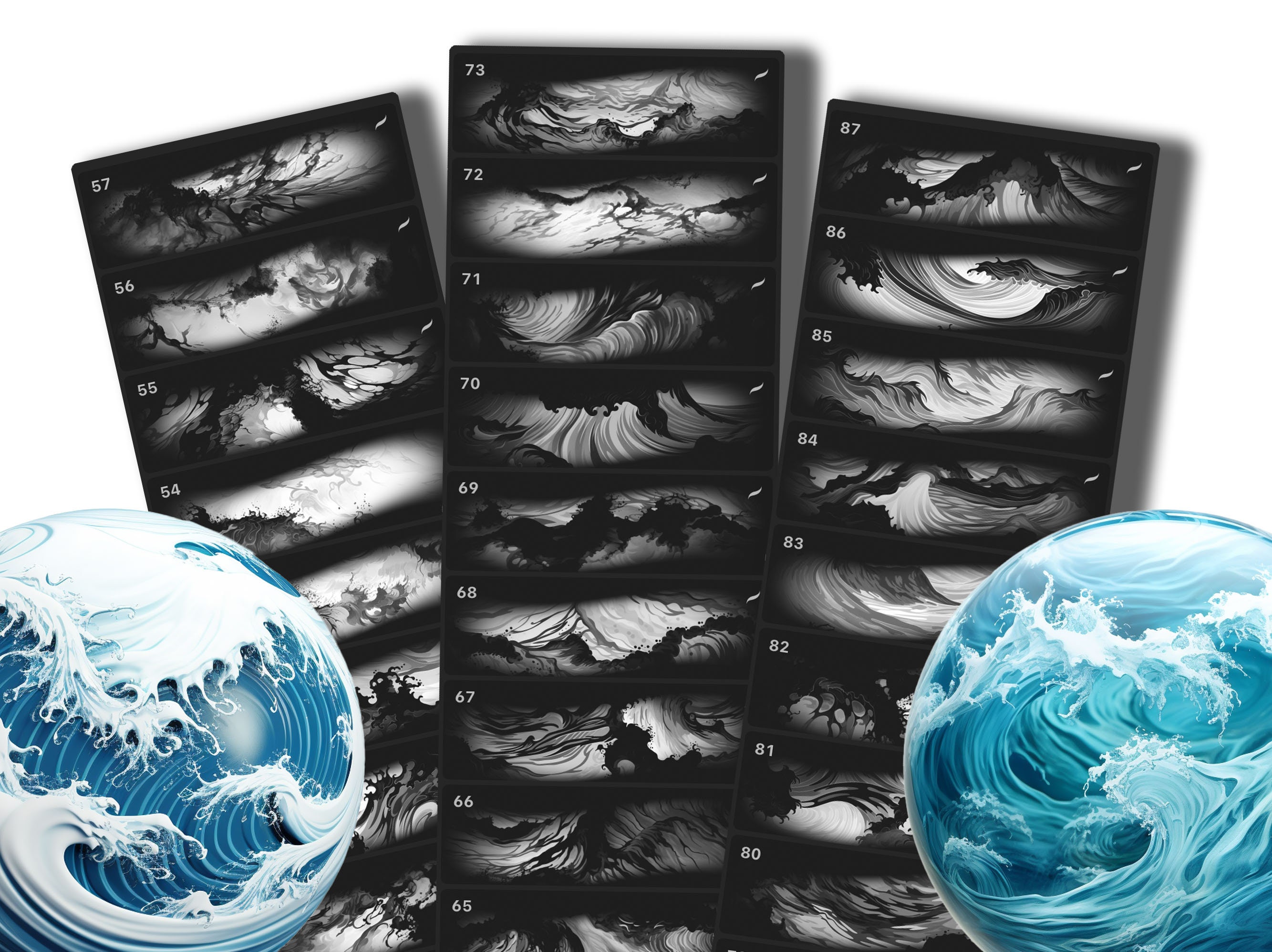 100 Procreate Waves Textures, Ocean Seamless Brushes - Etsy