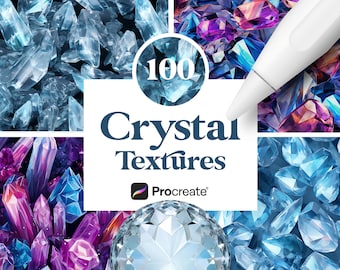 100 Procreate Kristalltexturen, Quarzkristallbürsten, digitaler Download