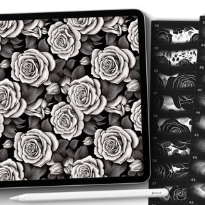 100 Procreate Roses Patterns, Seamless Floral Textures - Etsy