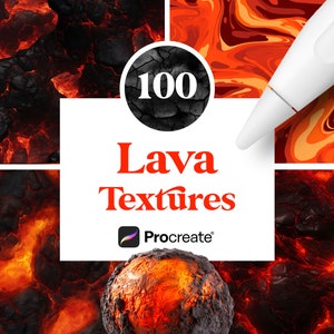 100 texturen voor voortplanten van lava, vloeiende naadloze lavaborstels, digitale download