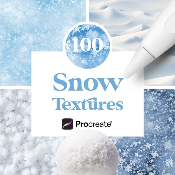 100 Procreate Snow Textures, Snow Dunes Brush, White Snow Brush, Digital Download