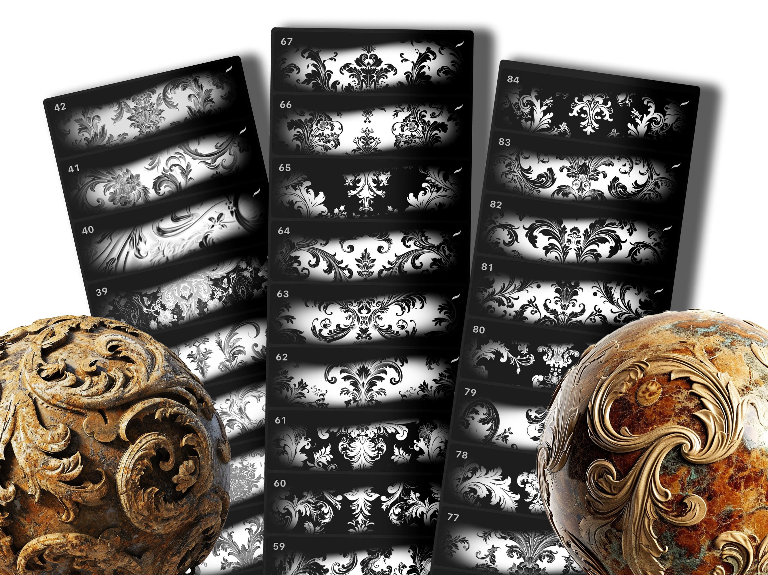 100 Baroque Procreate Textures, Baroque Tattoo Seamless Brushes ...