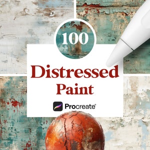 100 Procreate Distressed Paint Textures, vecchi modelli di vernice usurati, download digitale