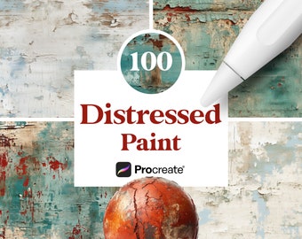 100 Procreate Distressed Paint Textures, Alte, abgenutzte Farbmuster, digitaler Download