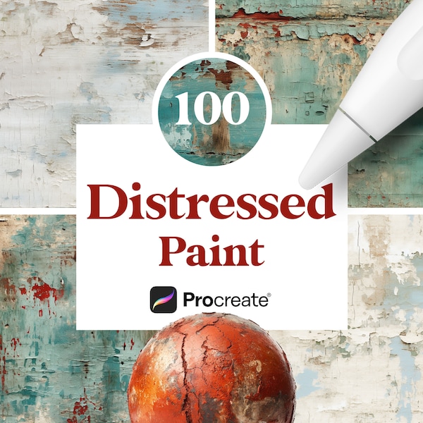 100 Procreate Distressed Paint Textures, Old Worn-out Paint Patterns, Digital Download