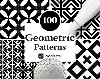 100 Geometric Patterns for Procreate, Digital Download