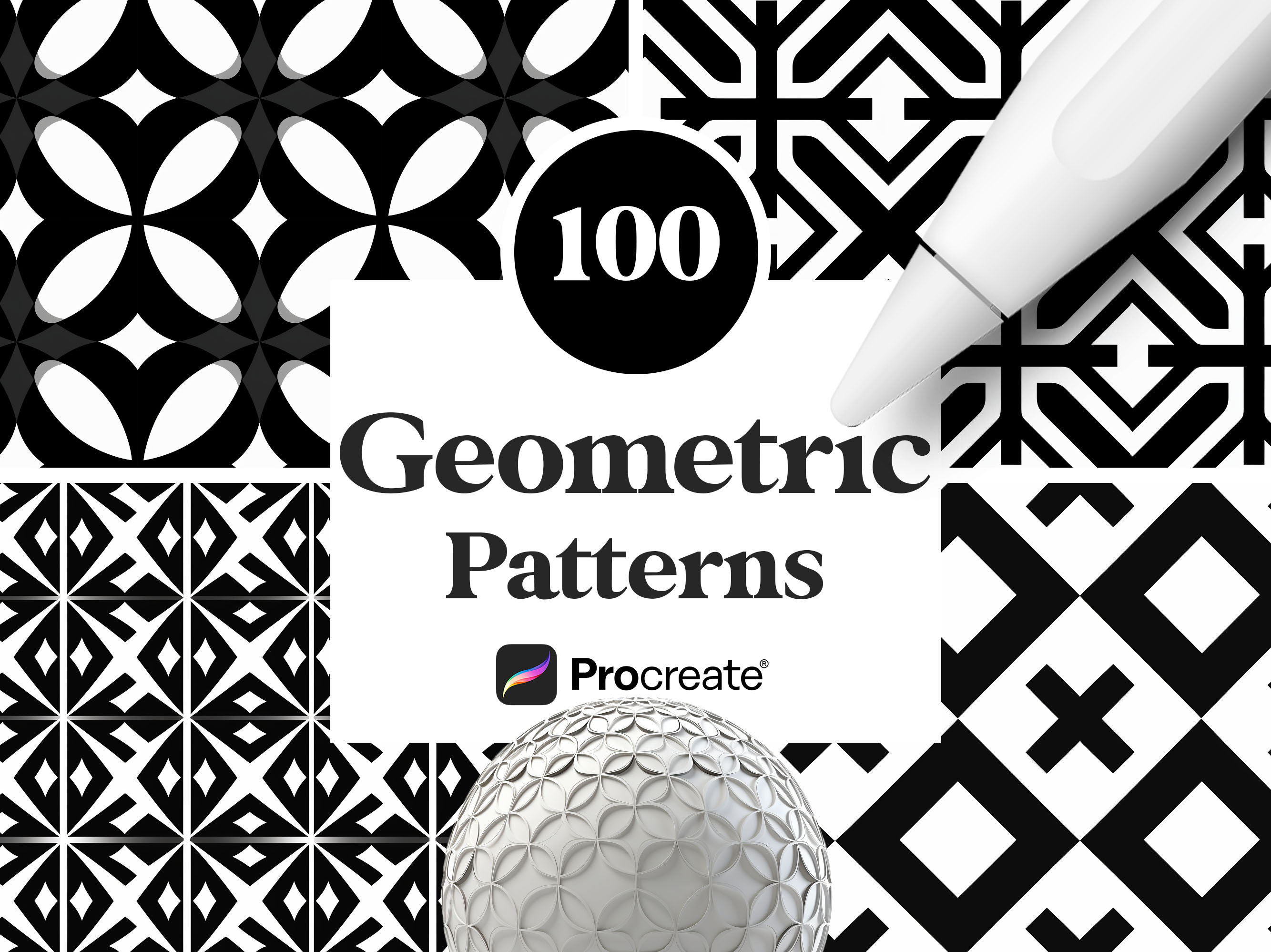 100 Pinceles de patrones geométricos para Procreate – Descarga digital