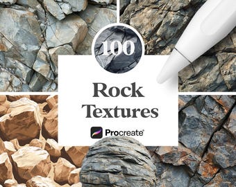 100 Rock Texturen für Procreate, Rocky Stones Muster zum zeichnen