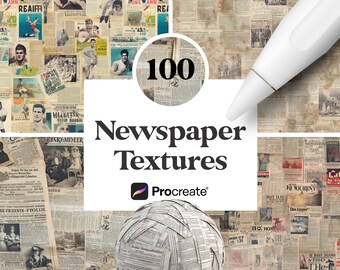 100 patrones de periódicos antiguos para Procreate (periódicos antiguos no legibles) - Descarga digital