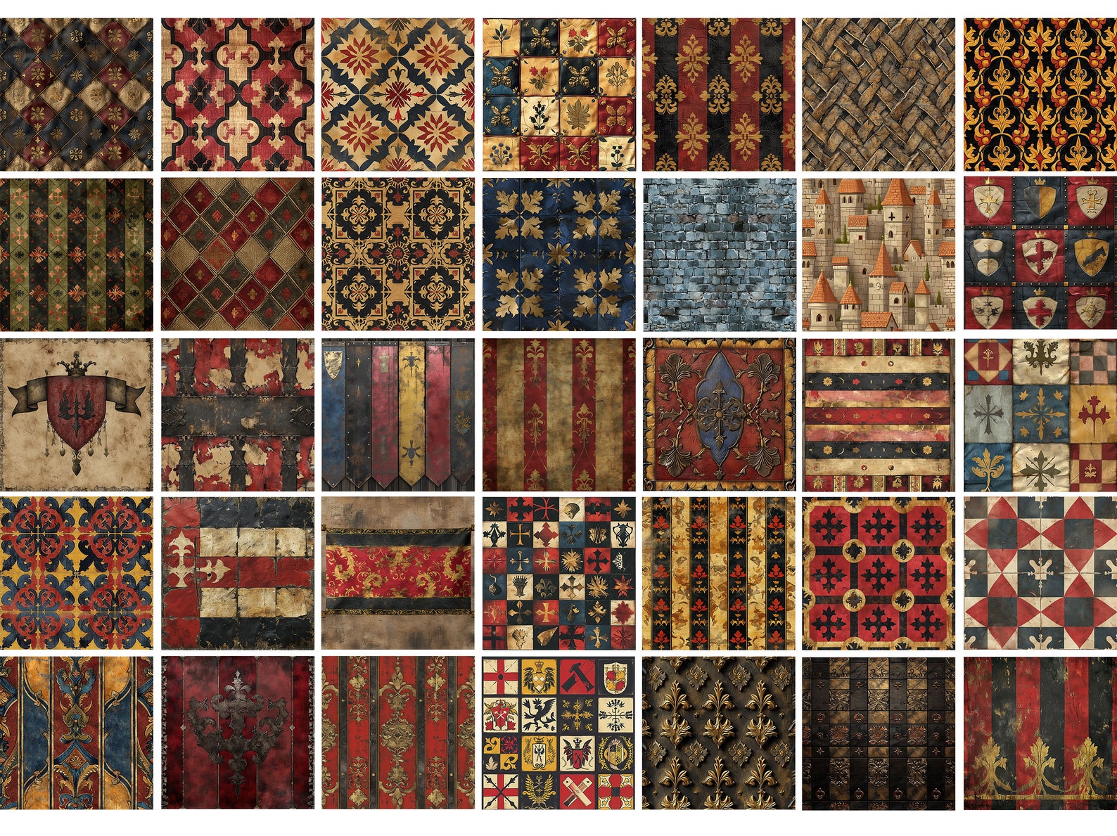 100 Procreate Medieval Textures, Armor, Castles, Banners and Fabric ...