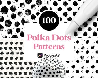 100 pędzli Procreate w boho groszki: bezszwowe wzory (PDF)