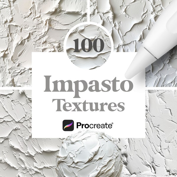 100 Procreate Impasto Textures, Impasto Color, Oil Paintbrush, Digital Download