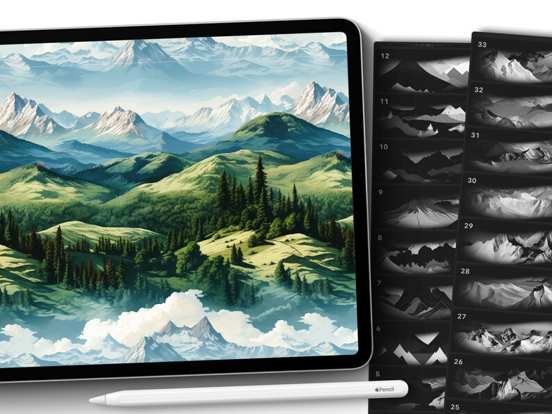 100 Procreate Mountains Patterns, Digital Download - Etsy