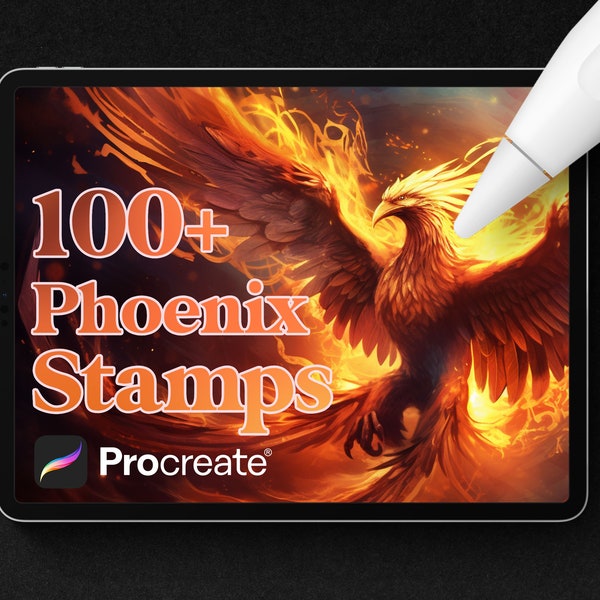 100+ Phoenix Stamps brushes for Procreate, Instant digital download of tattoo stamps