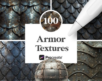 100 Procreate Medieval Armor Textures, Digital Download