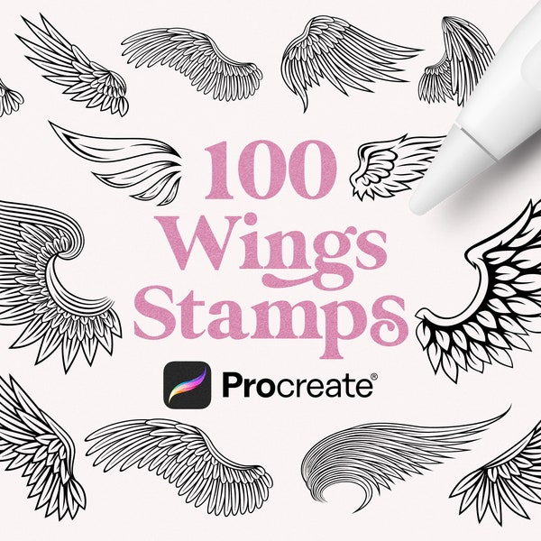 Procreate Wing Stamps | Timbres Procreate Ailes d'ange | Procréer un tatouage d'aile | Utilisation commerciale incluse