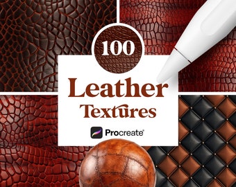 100 Procreate Ledertexturen, gesteppte Lederbürsten