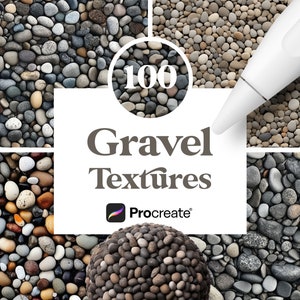 100 Gravel Textures for Procreate, Stones Seamless Brushes