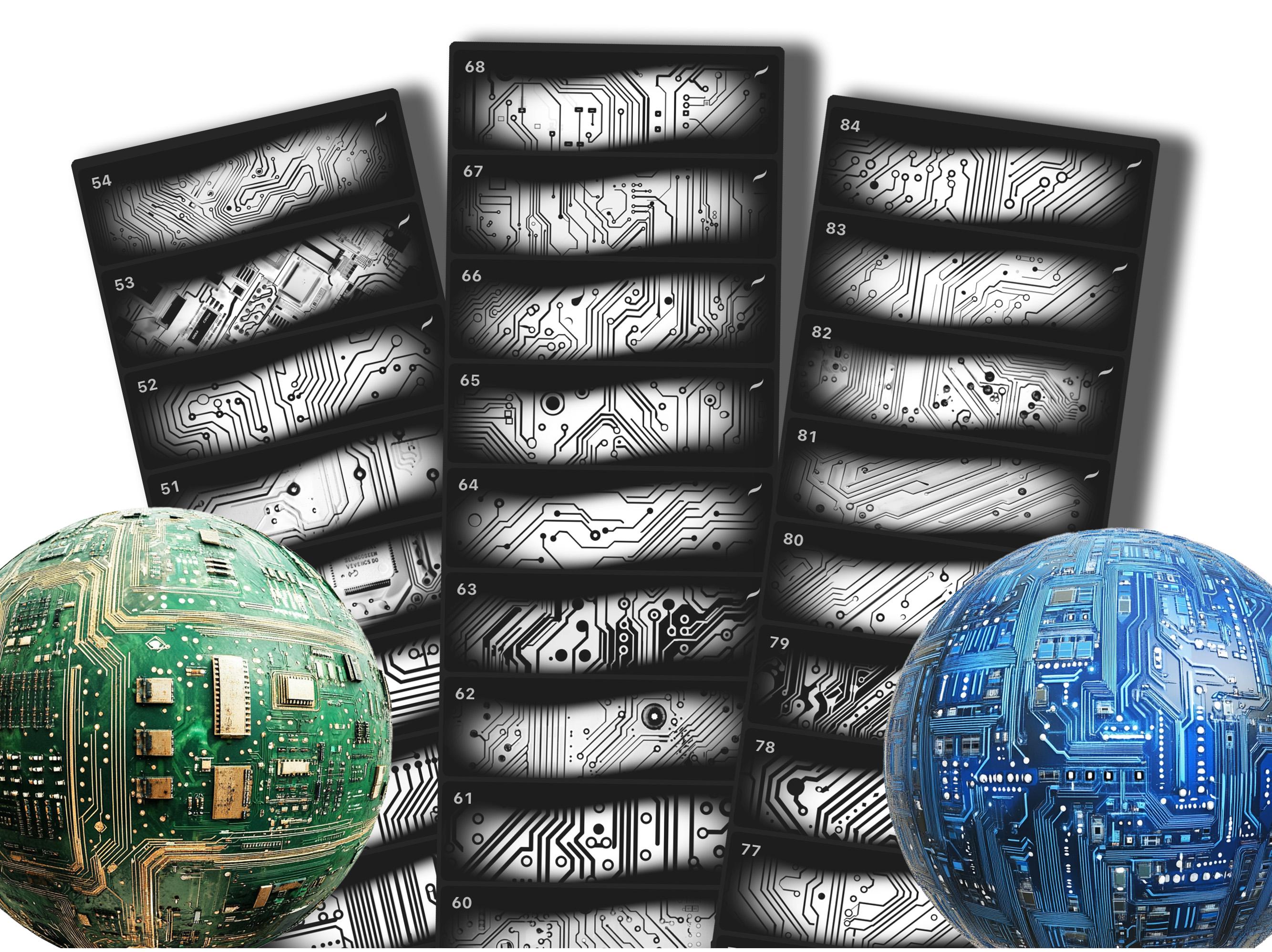 Printed Pattern Electronics 100 Circuit Board Patterns for Procreate, Sci-fi Electronic Texture ...