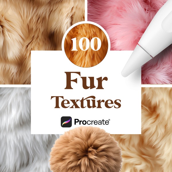 100 Procreate Fur Textures, Animal Fur Brush, Digital Download