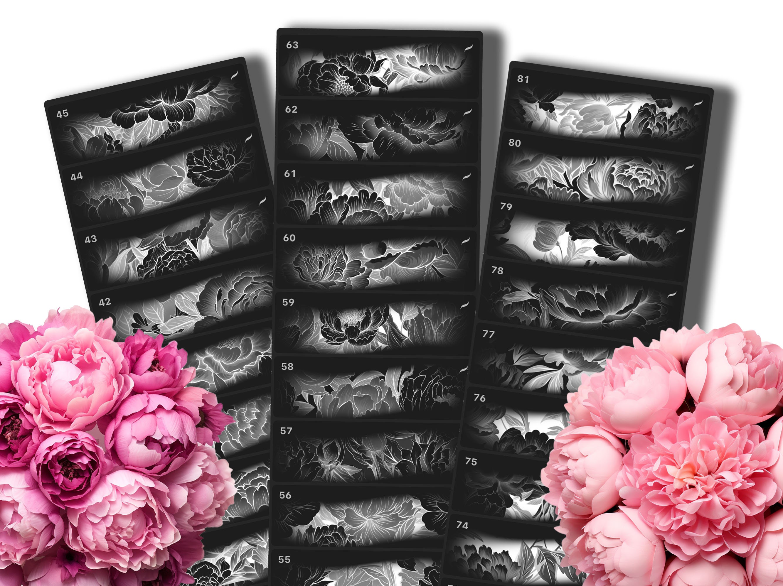 100 Peony Patterns for Procreate, Peony Tattoo Designs, Digital ...