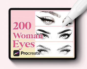 200 Frau Augen Stempel Pinsel für Procreate | Woman Eye Guide Briefmarken |  | Sofortiger digitaler Download