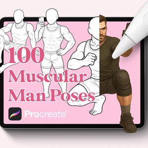 100 Muscular Man Body Poses Stamp Brushes for Procreate | Procreate male body brushes | Procreate dynamic men&#39;s Drawing Guide brush stamp