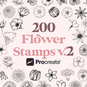200 Blumenstempel | Blumen Procreate Stempel | Rosen, Pfingstrosen, Lilien, Orchideen für Procreate | Kommerzielle Nutzung inbegriffen