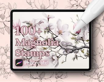 100+ Magnolia Procreate Stamps, Instant digital download